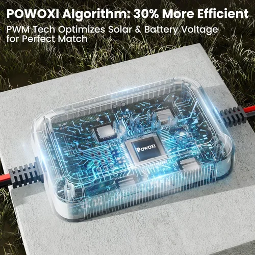 Miniatura 4 de POWOXI - Cargador de batería solar mejorado de 20 W y mantenedor, controlador de carga PWM de 3 etapas inteligente externo, kit de carga por goteo