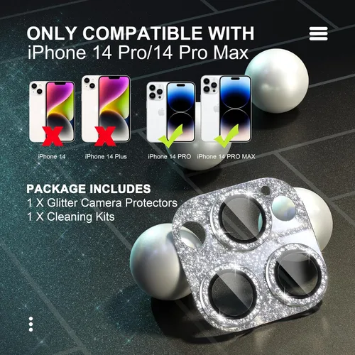 Miniatura 2 de Choiche Protector de lente de cámara para iPhone 14 Pro/iPhone 14 Pro Max, cubierta de cámara brillante con protector de pantalla de lente de vidrio