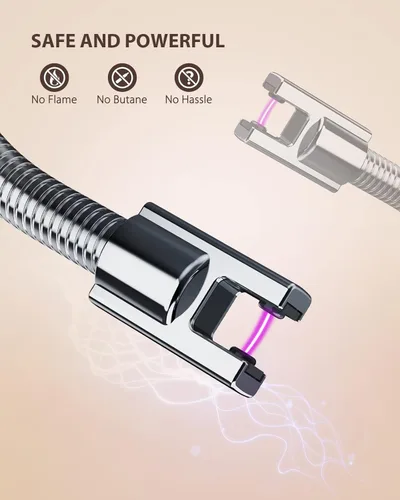Miniatura 8 de RONXS Encendedores de velas, encendedor eléctrico largo recargable USB con pantalla de batería LED, encendedor de arco de plasma de cuello flexible