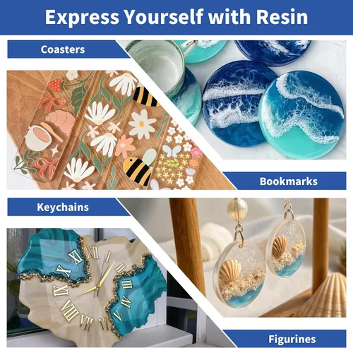 Miniatura 6 de Kit de Resina Epoxi de 1 Galón (0.5 Gal×2), Resina de Arte Cristalina Transparente, Fuerte Anti-Amarilleamiento Sin Burbujas 1:1 Fundición