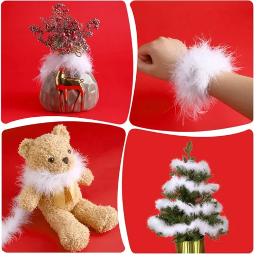 Miniatura 4 de Cindeer Boas de plumas blancas de marabú, plumas naturales, guirnalda de plumas para manualidades, boa fina y esponjosa para decoración de fiestas