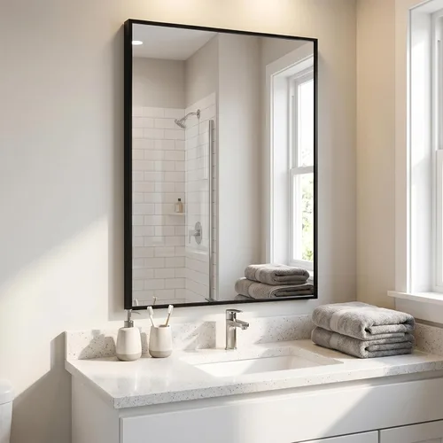 Miniatura 20 de BEAUTYPEAK Espejo de pared rectangular dorado de 24 x 36 pulgadas con marco de metal, se cuelga horizontal o vertical para sala de estar
