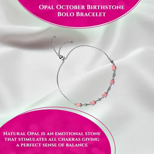 Miniatura 3 de Shop LC - Pulsera bolo con piedra natal para mujer, joyería de boda para novia, cadena deslizante ajustable, compromiso, aniversario, boda, promesa