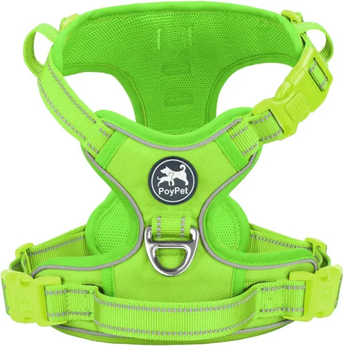 Miniatura 12 de PoyPet - Arnés para perro sin tirones, chaleco reflectante ajustable para mascotas con asa acolchada de fácil control para perros pequeños, medianos