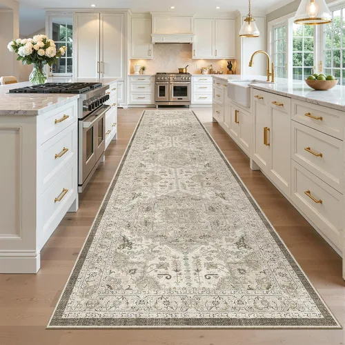 Miniatura 652 de Madane Tapete lavable de 2 x 10 pies para pasillo, cocina, recibidor, clásico, suave, antideslizante para interiores, casa de campo, baño, sala