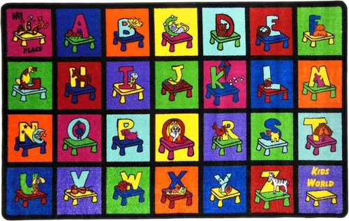 Miniatura 10 de SAFECASTLE ABC Picture Phonics - Alfombra educativa del alfabeto para niños, 7 pies 8 pulgadas x 10 pies 4 pulgadas, alfombra de aprendizaje