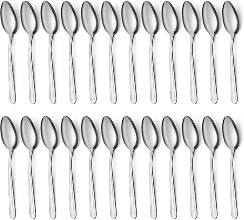 Miniatura 9 de BEWOS Juego de 24 cucharas – Cucharas de 7.5 pulgadas, cuchara de acero inoxidable, cuchara de cena, apta para lavavajillas, cucharadas pulidas