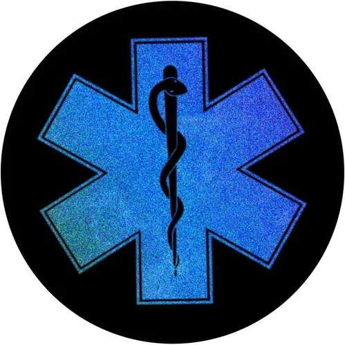 Miniatura 3 de Emergency Medicine Star of Life - Soporte para teléfonos y tabletas, diseño de estrella de la vida con purpurina sintética, color azul, Negro