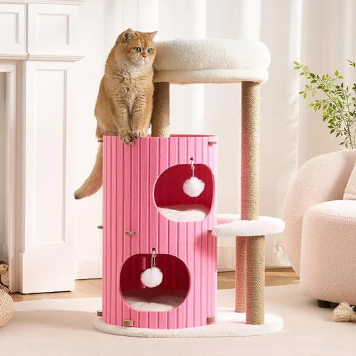 Miniatura 9 de Árbol moderno para gatos de interior para adultos, torre grande de árbol para gatos de 36 pulgadas de alto con postes rascadores, acogedora cueva