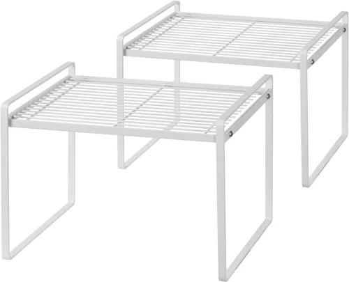 Miniatura 18 de Shantton Paquete de 2 estantes de gabinete de cocina, estante organizador de despensa, baño, dormitorio, oficina, mesa, escritorio, ahorro