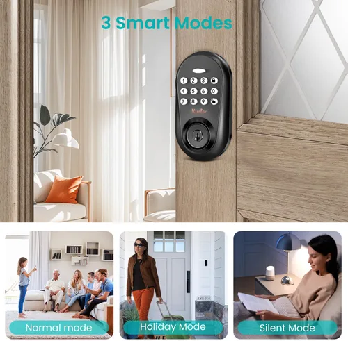 Miniatura 6 de Cerradura de puerta de entrada sin llave, cerradura inteligente con teclado para puerta delantera, código de teclado electrónico con bloqueo
