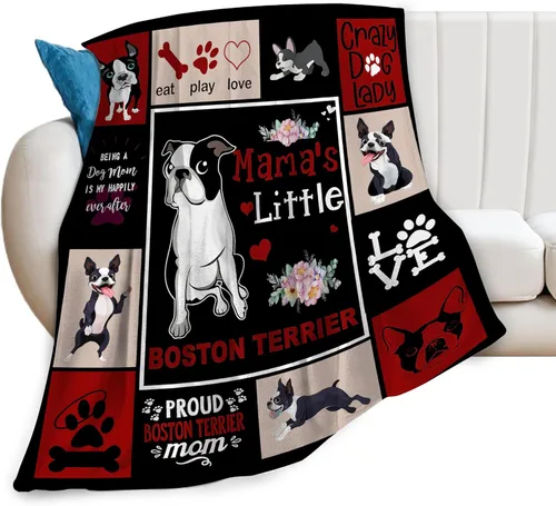 Manta de Boston Terrier - Regalo para Boston Terrier - Manta de Forro Polar de Franela Suave, Cálida y Acogedora, Manta de Felpa Ligera para Perros,