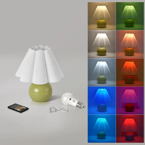 Miniatura 14 de Lámpara de mesa pequeña azul claro para mesita de noche del dormitorio, lindas lámparas de dormitorio para mesita de noche, lindas mini lámparas