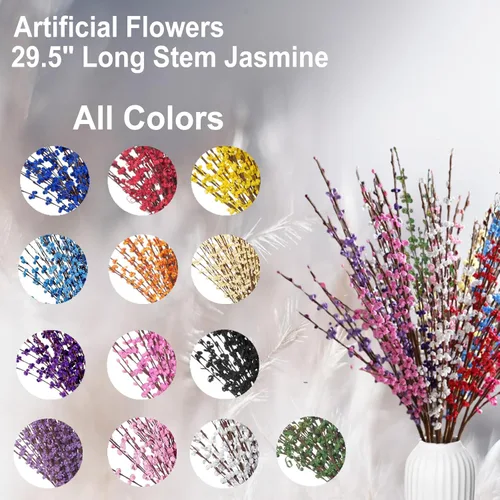 Miniatura 8 de Wootkey 10 Piezas Flores Artificiales de Jazmín de 29.5" de Largo Flores Falsas Ramas Secas para el Día de la Madre Hogar Oficina Bricolaje Arte