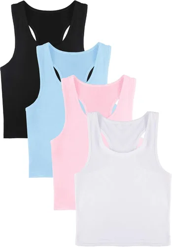 Miniatura 4 de Boao 4 camisetas básicas sin mangas de espalda cruzada para mujer
