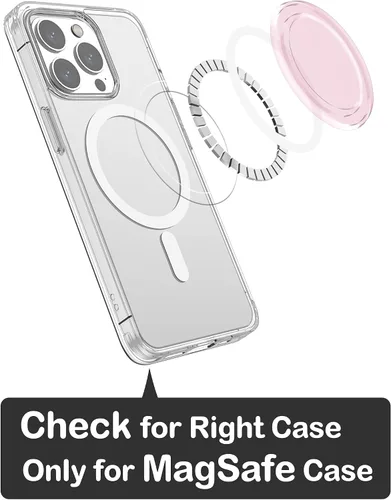 Miniatura 3 de metisinno Base magnética compatible con agarres de teléfono PopSocket y fundas MagSafe para iPhone, rosa translúcido Rosado traslúcido