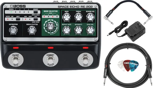 Miniatura 7 de Boss RE-2 Space Echo Delay and Reverb Effects Bundle con cable de instrumento Gearlux, cable de conexión y púas
