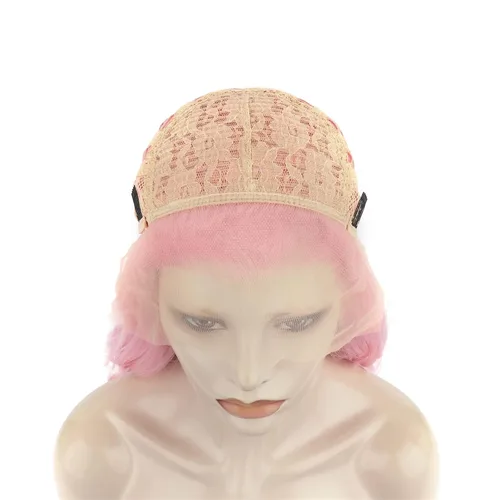 Miniatura 5 de IMSTYLE Peluca sintética larga y ondulada con encaje frontal rosa para mujer, línea capilar natural, para fiesta de cosplay, Halloween, resistente