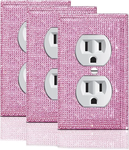 Miniatura 6 de 1 PC Cubierta de placa de pared con diamantes de imitación brillantes en plata, cubre interruptores eléctricos, cubierta decorativa para interruptor