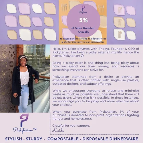 Miniatura 3 de Platos desechables de bambú marrón – Platos compostables de aperitivo de 8 pulgadas – Platos de postre de ensalada biodegradables resistentes