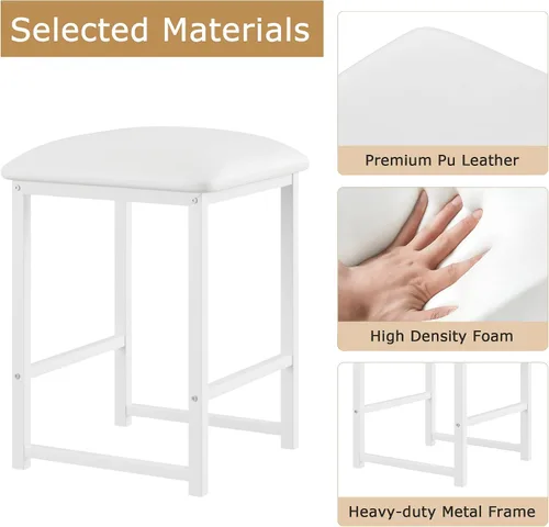 Miniatura 4 de VECELO Mesa y sillas de cocina para 4, juego de comedor con sillas/taburetes de poliuretano, marco de metal resistente, mesa de madera, diseño que