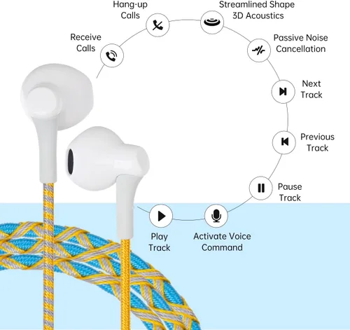 Miniatura 2 de Coloridos auriculares irrompibles trenzados con cable - en el oído auriculares para niños con micrófono sin enredos para niños para iPhone/Samsung