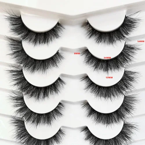 Miniatura 649 de Pooplunch - Pestañas postizas finas de visón sintético, estilo ojo de gato, naturales, cruzadas, tipo racimo, efecto 8D de volumen, tiras