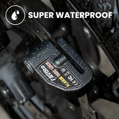 Miniatura 3 de Favoto Bloqueo de disco de alarma, 3 llaves y 18 baterías (5 años de disponibilidad), candado de freno de seguridad antirrobo impermeable de 110 dB