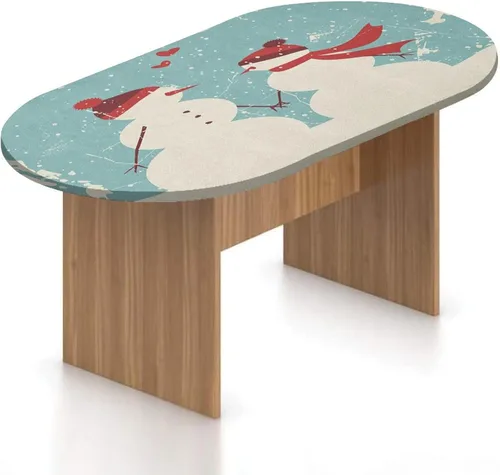 Miniatura 8 de XISUNYA Mantel ovalado ajustable de poliéster elástico para Navidad, mantel ajustable con estampado de villancicos nevados, se adapta a mesas