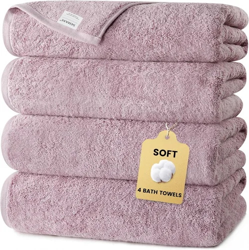 Miniatura 16 de SEMAXE Toalla de baño amarilla, toalla de baño 100% algodón con lazo para colgar, 55 x 27 pulgadas, suave, absorbente y de secado rápido, para baño