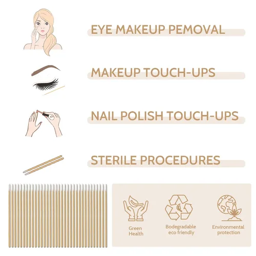 Miniatura 4 de 200 hisopos de algodón puntiagudos, hisopos de algodón microblading de precisión de 4 pulgadas, micro palos para suministros de uñas, maquillaje