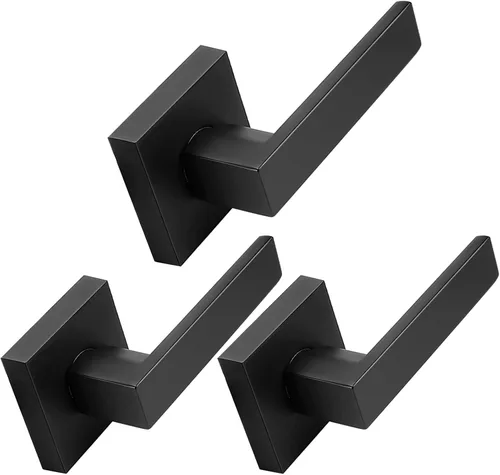 Miniatura 4 de Probrico Palancas Medias Ficticias Negro Mate, Pomos de Puerta Cuadrados que No Giran para Puertas de Mano Izquierda o Derecha, Manija de Puerta