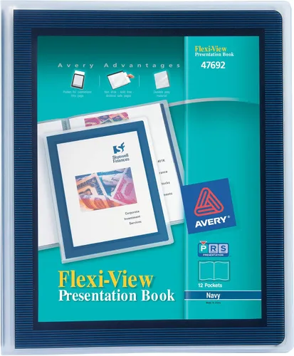 Miniatura 8 de Avery Flexi-View - Libro de presentación con ventana frontal transparente para portada, 24 páginas antiadherentes, 1 libro negro (47690)
