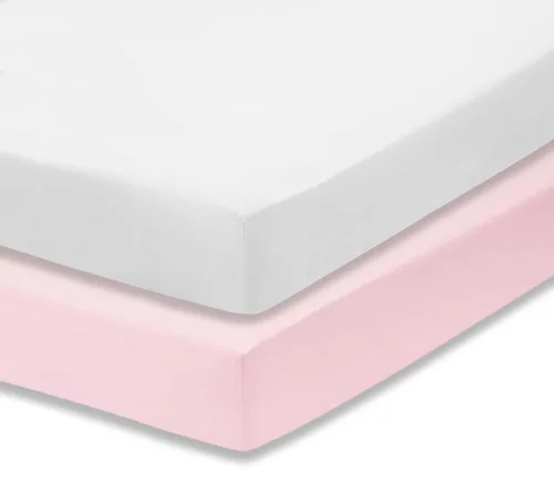 Miniatura 30 de EVERYDAY KIDS Juego de 2 sábanas bajeras ajustadas para cuna de niño, 100% microfibra suave y transpirable, sábana para bebé, se adapta al colchón