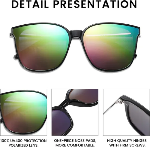 Miniatura 4 de Duco - Lentes de sol redondos vintage para mujeres y hombres con protección UV de moda para la playa