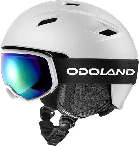 Miniatura 19 de Odoland - Juego de casco de esquí y gafas, gafas de casco de snowboard para hombres, mujeres y jóvenes - Equipo a prueba de golpes y viento