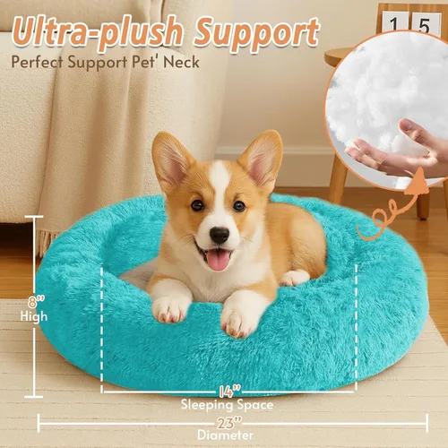 Miniatura 5 de JOLLYVOGUE Cama Calmante para Perros Pequeños - Cama para Perros Pequeños en Forma de Dona Lavable de 23 Pulgadas para Gatitos y Cachorros, Camas