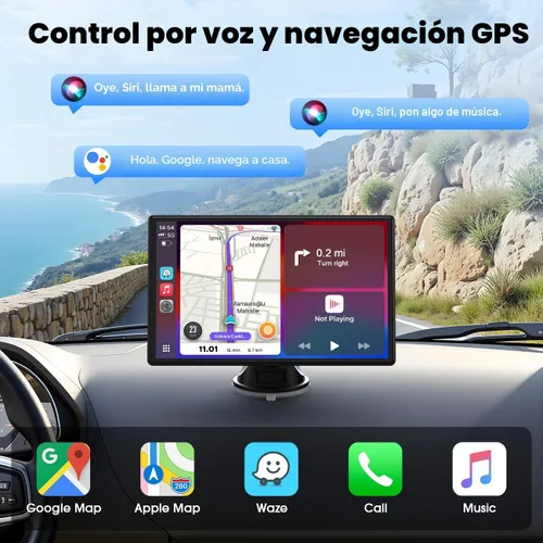Miniatura 3 de Topexplore Carplay - Pantalla táctil portátil para automóvil, CarPlay inalámbrico de 9 pulgadas y actualización automática de Android