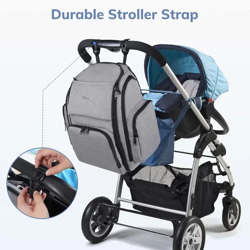 Miniatura 6 de Mancro - Mochila, pañalera, Mochila para pañales para papá y mamá, bolsa de viaje para mujeres y hombres, L, 1-gris