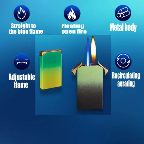 Miniatura 3 de Cool Jet - Encendedor de doble llama, bonito estético, recargable y ajustable, regalo para hombres, velas de chimenea, camping, barbacoa (sin gas)