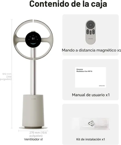 Miniatura 10 de DREAME Ventilador de torre sin aspas para dormitorio, ventilador de pie inteligente con flujo de aire espacial de 270° para circulación de Beige