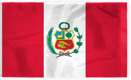Miniatura 4 de AGAS - Mini Perú de 12 x 18 pulgadas con sello oficial de bandera de nailon pesado, ojales de latón y bordes de doble costura Bandera de Perú de 12