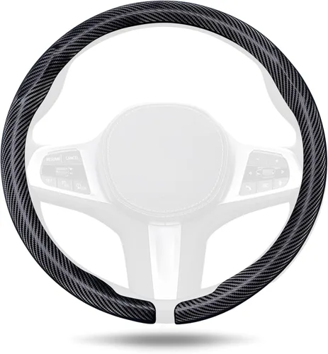 Miniatura 8 de Aimato Funda ultrafina para volante de automóvil, microfibra cómoda y transpirable, ajuste universal para la mayoría de los automóviles, color negro