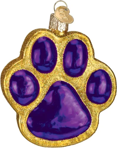 Old World Christmas Adorno soplado de vidrio con estampado de patas para árbol de Navidad, decoración navideña hecha a mano, colección de mascotas