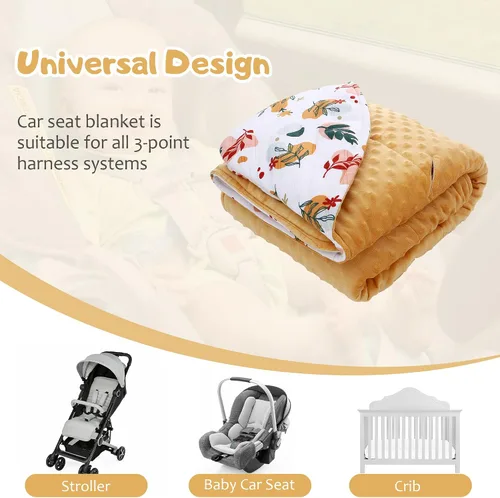 Miniatura 5 de Manta de invierno para asiento de automóvil para bebés, manta de asiento de automóvil Minky Dot para bebés recién nacidos, ajuste universal para Hoja