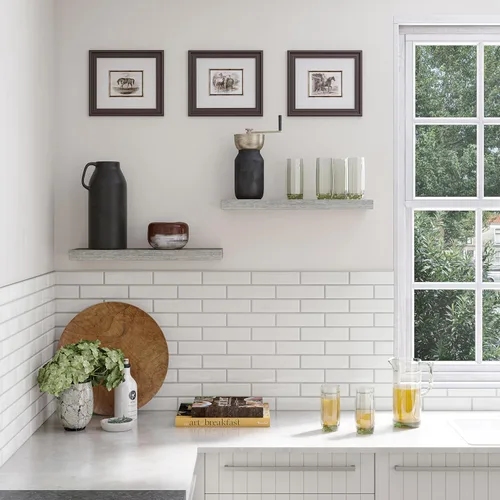 Miniatura 6 de Ballucci Estantes flotantes, juego de 2 estantes de pared de madera de 24 pulgadas, con soportes invisibles para baño, sala de estar, dormitorio