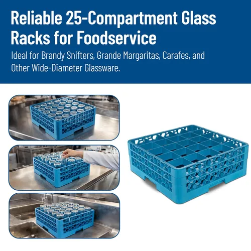 Miniatura 7 de Carlisle FoodService Products OptiClean - Estante de plástico dividido con 25 compartimentos y extensor, color azul (paquete de 3)