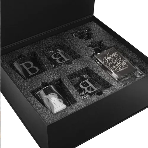 Miniatura 6 de Juego de decantador de whisky personalizado – Juego de regalo de licor personalizado de 5 piezas con 4 vasos y decantador grabado – 25.4 fl oz