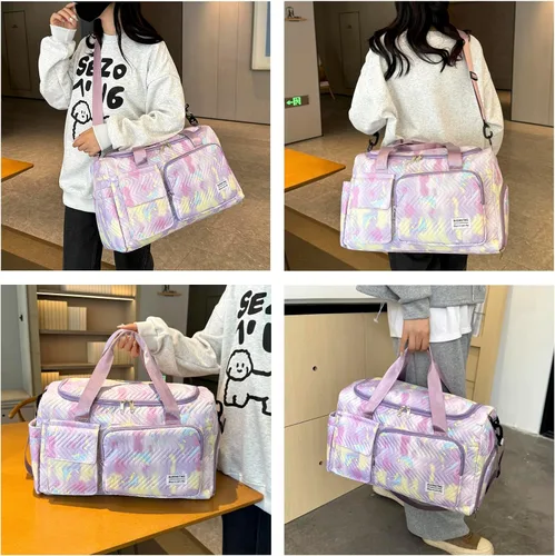 Miniatura 67 de Pequeña bolsa de gimnasio para mujer, bolsa de viaje con compartimento para zapatos