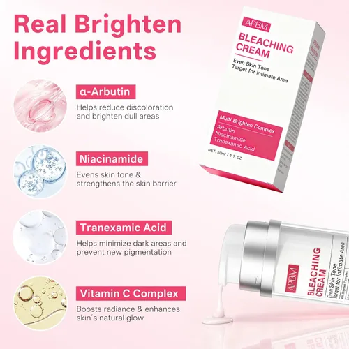 Miniatura 7 de APBM Crema aclaradora de la piel para áreas íntimas con niacinamida, arbutina, ácido tranexámico y vitamina C, tono de piel uniforme para cuerpo